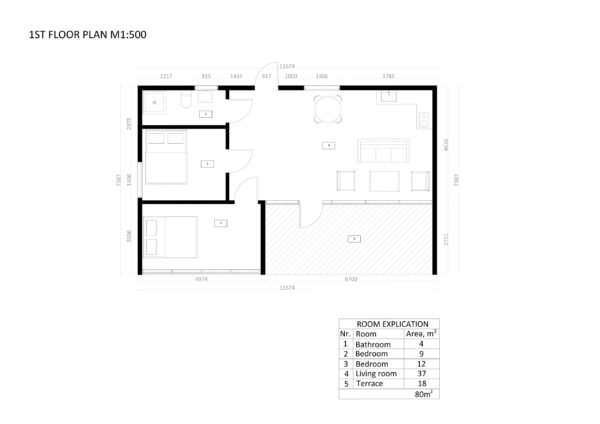 Elementmaja Brasília, 80 m²