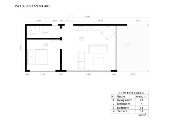 Elementmaja Freetown, 60 m²