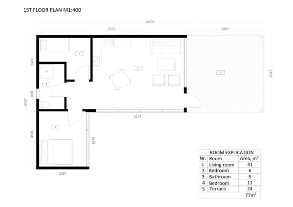 Elementmaja Helsinki, 77 m²