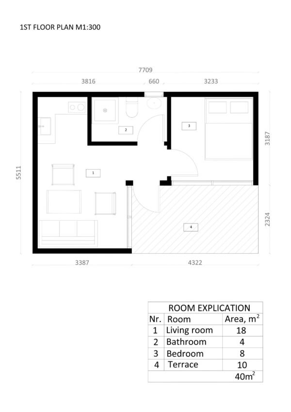 Elementmaja Maribor, 40 m²