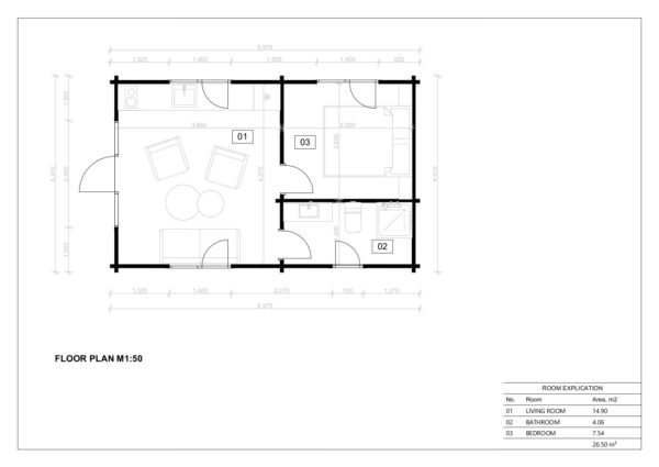 Palkmajad Ellington, 26 m²